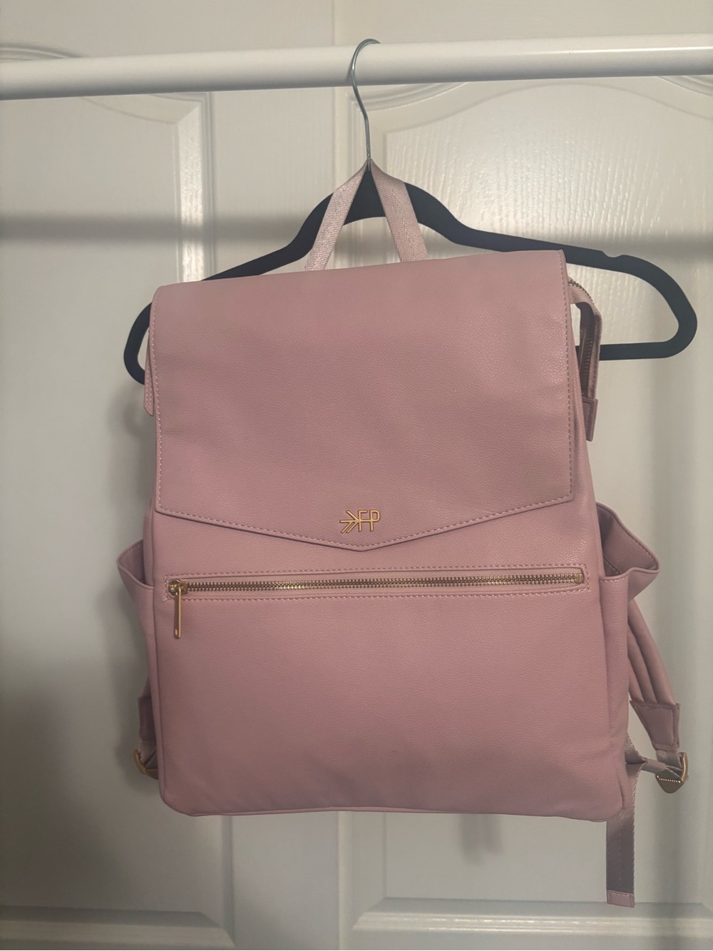 Freshly Picked Pink Faux Leather Backpack with Gold Hardware